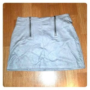 Grey zipper detailed mini skirt